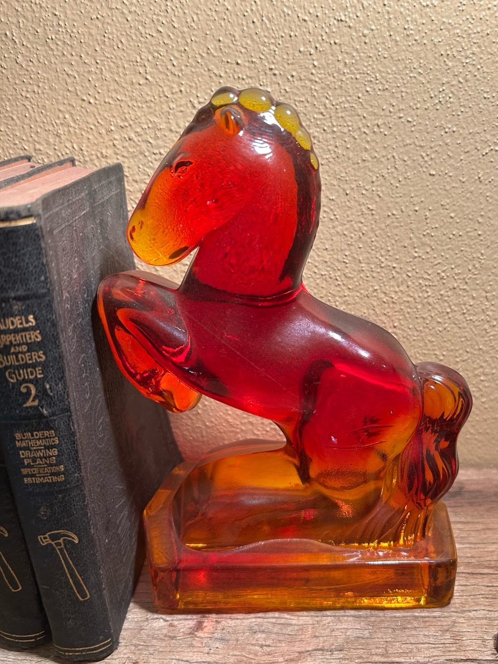 LE Smith Amberina Glass Rearing Horse Bookends Pair MCM - Picture 4 of 16
